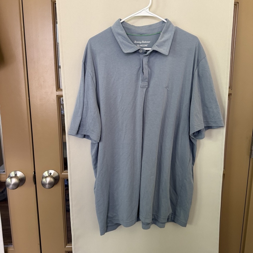 Tommy Bahama Men's XXL Powder Blue Short Sleeve Polo Golf Tennis Shirt